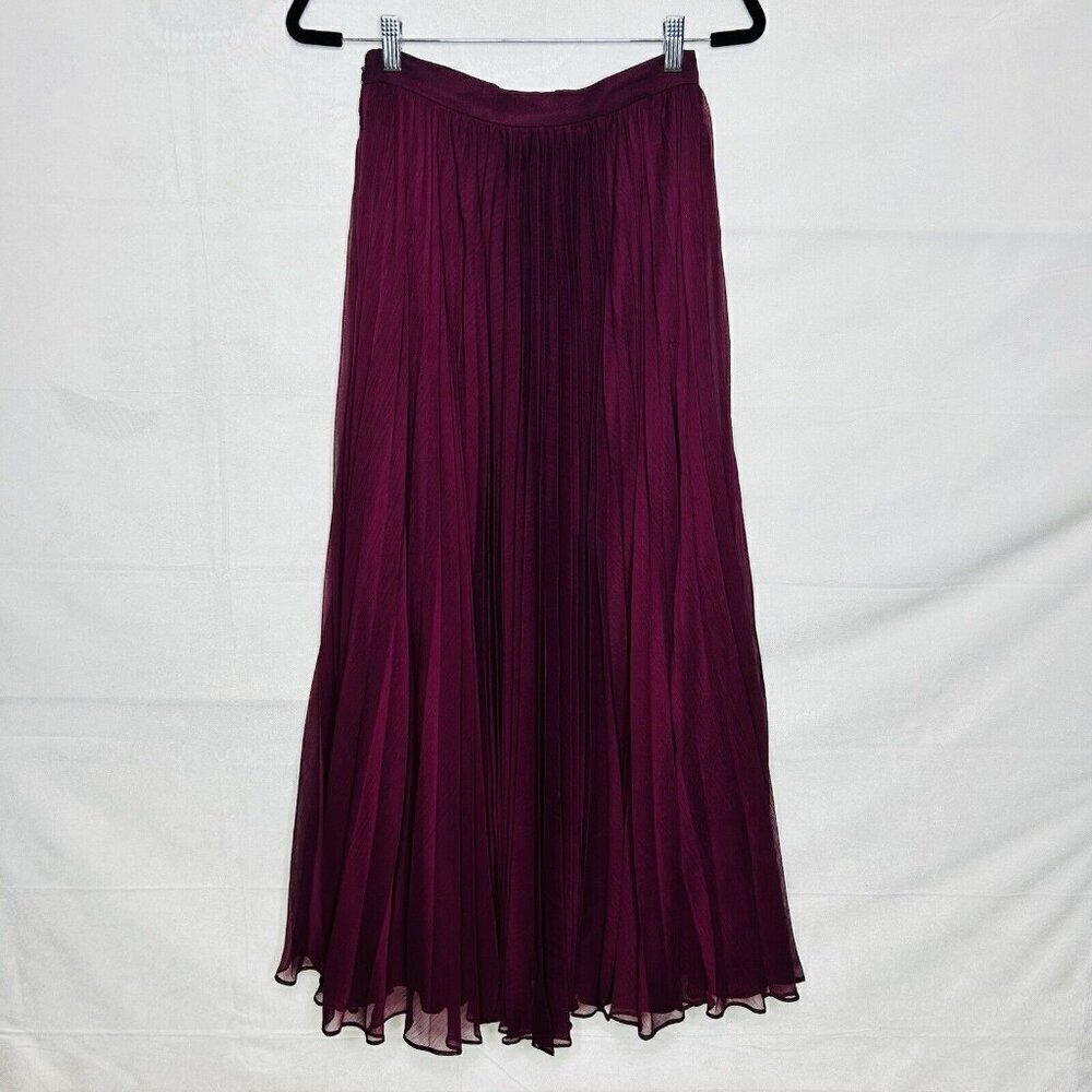 Anthropologie Pankaj & Nadhi Deep Purple Wine Pleated Maxi Skirt Size XS India